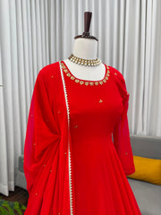 Beautiful Georgette Real Mirror Handwork Gown