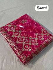 Beautiful Traditional Bandhej Gota Foil & Sequence Work Saree