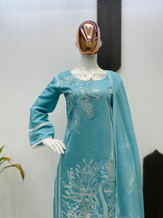 Designer Roman Silk Sequence & Embroidery Work Salwar Suit