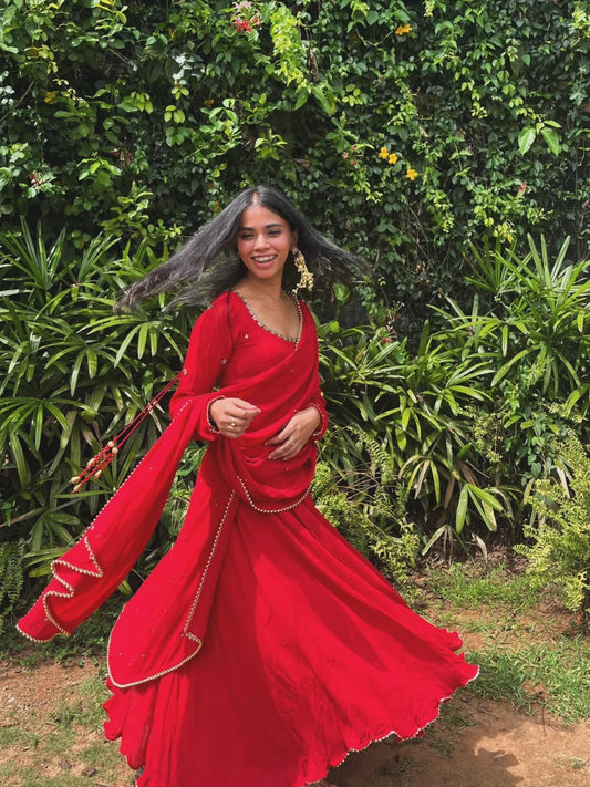 Beautiful Georgette Real Mirror Handwork Gown