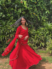 Beautiful Georgette Real Mirror Handwork Gown