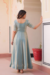 Beautiful Party-wear Fendy Designer With Beads Embroidered Work Gown