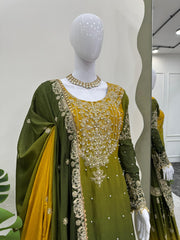 Beautiful Designer Heavy Chinon Silk Coding & Sequence With Pearl Work Sharara
