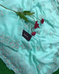 Beautiful Georgette Heavy Zari Work C-Pallu Saree
