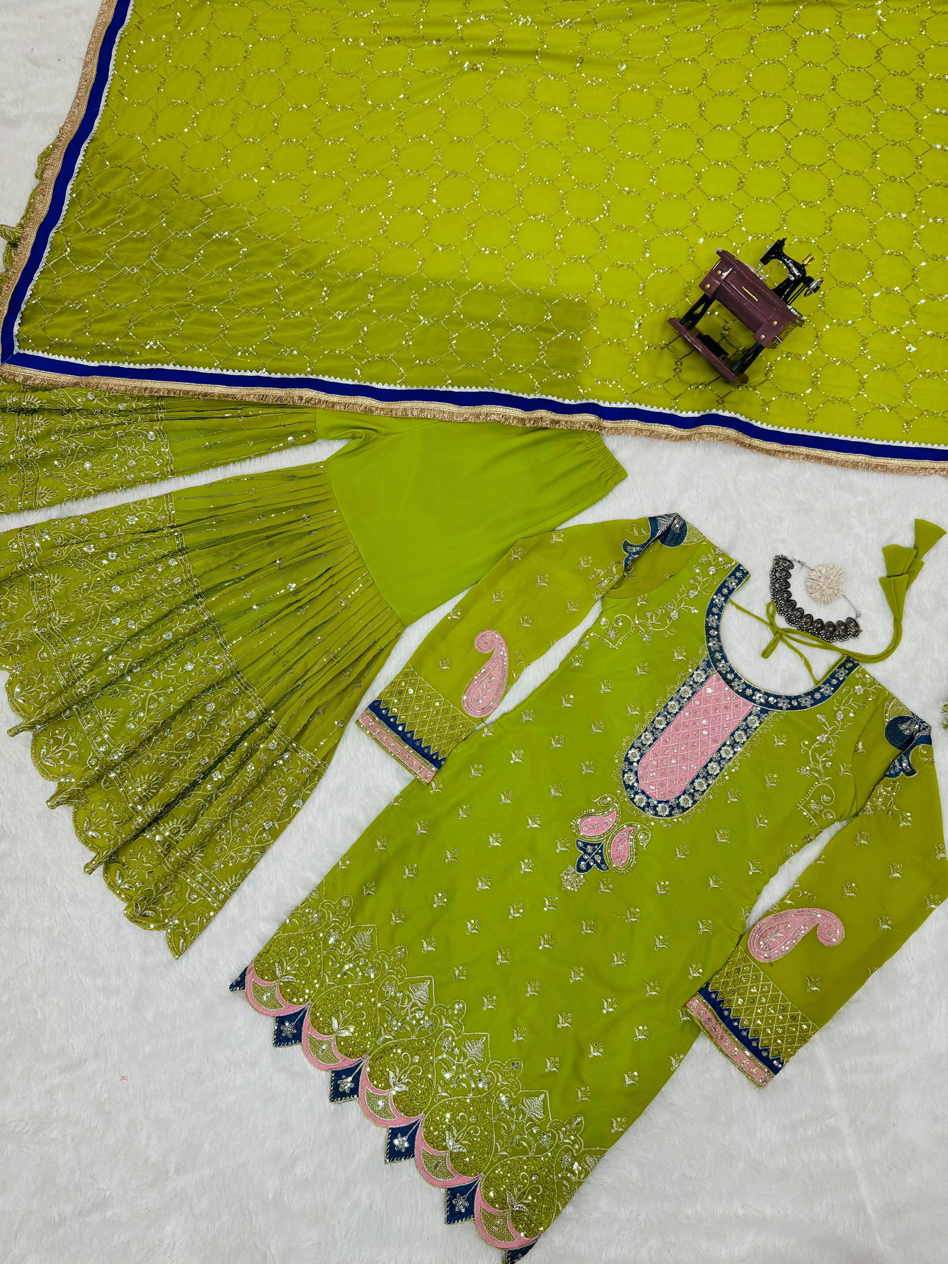 Beautiful Party-wear Georgette Thread With Sequence Work Sharara