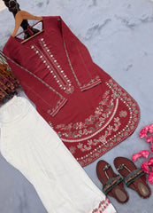 Party-wear Roman Silk With Embroidery Work Palazzo Set