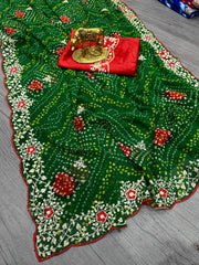 Beautiful Georgette Luxury Bandhani Printed Saree