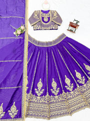 Designer Vichitra Silk Coding Dori With Thread Sequence Work Lehenga Choli