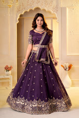 Festive Special Crunchy Silk Embroidery Zari & Sequence Beads Work Lehenga Choli