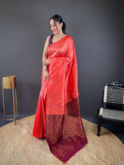 Traditional Pattu Soft Copper Weaving Border Saree