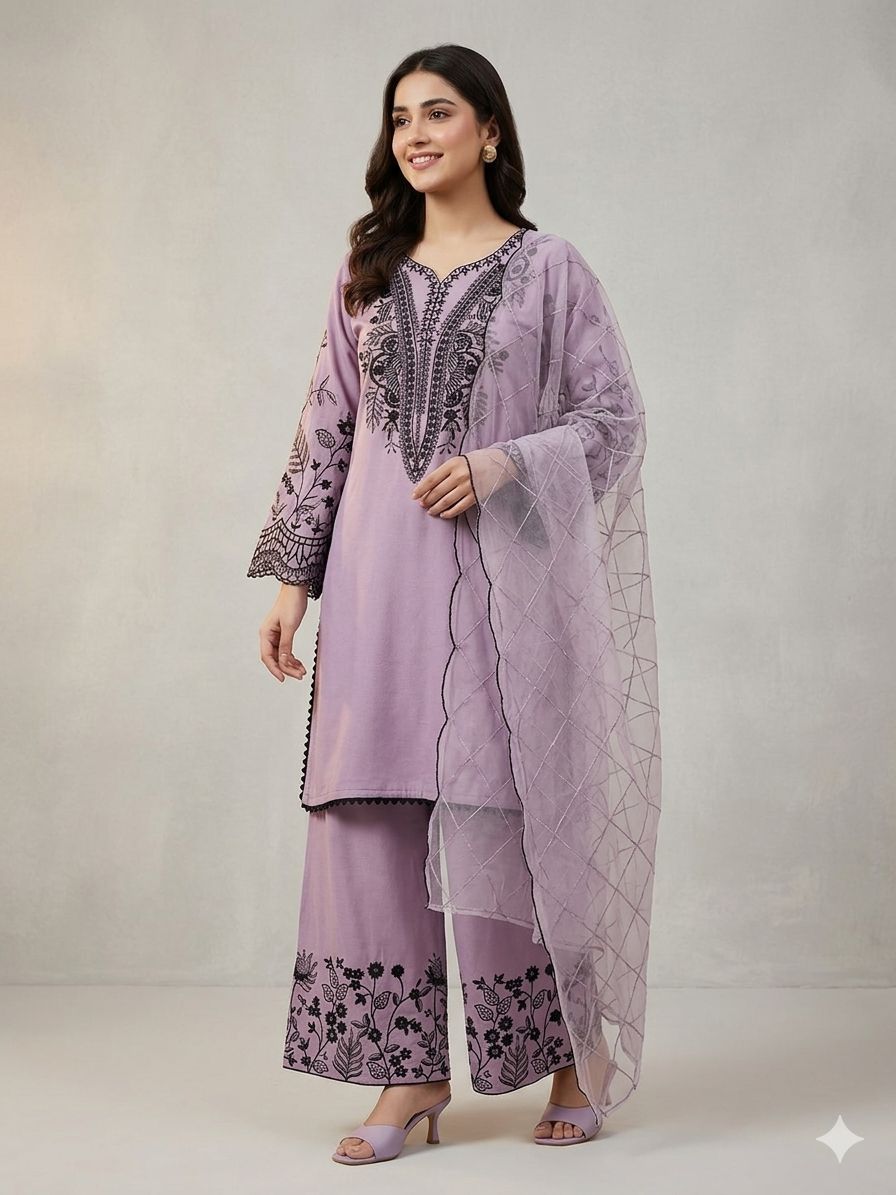 Beautiful Mul Cotton Sequence Embroidery Work Suit