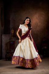 Beautiful Traditional Kalyani Cotton Chex With Zari Weaving Work Lehenga Choli