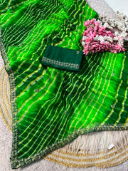 Beautiful Chiffon Multicolored Lehriya Designer Saree