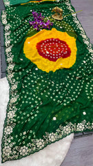 Beautiful Georgette With Jodhpur Bandhani Printed Saree