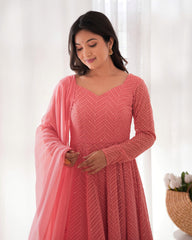 Beautiful Lukhnowi Georgette Sequence Work Anarkali Suit