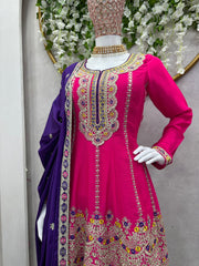 Beautiful Designer Party-wear Chinon Silk Dress