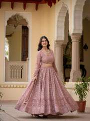 Perfect Wedding Special Georgette Thread Zari Sequence Embroidery Work Lehenga Choli