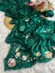 Party-wear Beautiful Fendy Satin Hand-work Saree