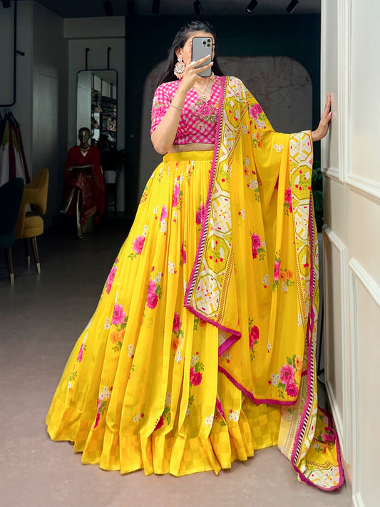 Beautiful Floral Georgette  Elegant Printed Lehenga Choli