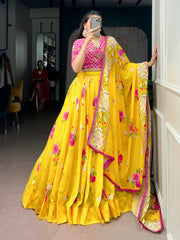 Beautiful Floral Georgette  Elegant Printed Lehenga Choli
