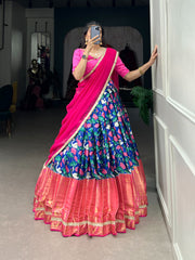 Beautiful Festive Special Mysore Silk Pichwai Print With Zari Weaving Lehenga Choli