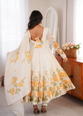 Beautiful Soft Organza Silk With Floral Printed Anarkali Gown