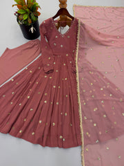 Party-wear Georgette With Embroidery Work Gown