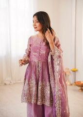 Party-wear Heavy Two Tone Fendy Satin Silk Sharara