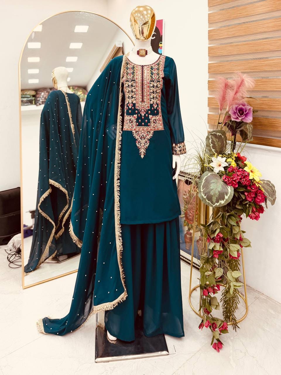 Party Were Georgette Embroidery Work Sarara Set