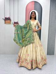 Festival Special Embroidery Thread & Sequence Work Lehenga  With Stitched Blouse