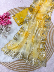 Jimmy Choo Barberry Parzim Printed Party-wear Saree