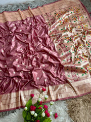 A Perfect Tradition Pastel Shaded Shiny Satin katan Silk Saree