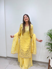 Party-wear Designer Crunchy Silk Sequence Embroidery Work Salwar Suit