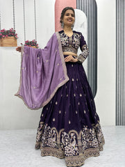 Festival Special Vichitra Silk Embroidery Thread & Sequence Work Lehenga Choli