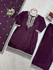 Beautiful Trending Chinon Silk Thread With Sequence Work Sharara