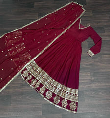 Beautiful Blooming With Sequence  & Embroidery Work Gown