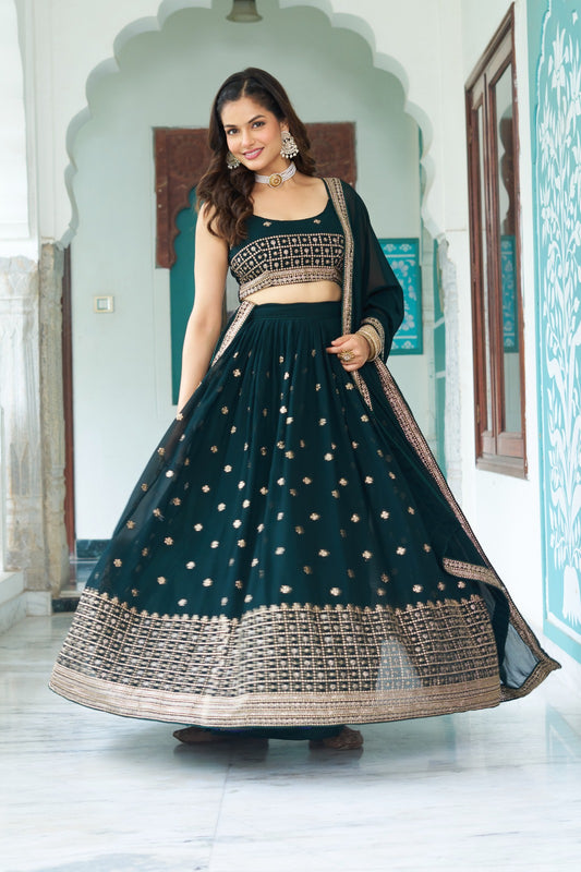 Festival Special Georgette Embroidery Multi Thread & Sequence work Lehenga Choli