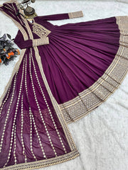 Partywear Designer Georgette Embroidery Sequence Gown