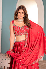 Royal Chinon Silk Sequence & Codding Embroidery Work Lehenga Choli