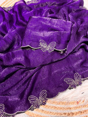 Beautiful Butterfly Fendy Chiffon Two-Tone Blooming & With Zarkhan Work Saree