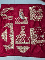 Beads Handwork Rani Hot Pink, Maroon Cherry Red, Rust Orange Latest Bridal Lehenga