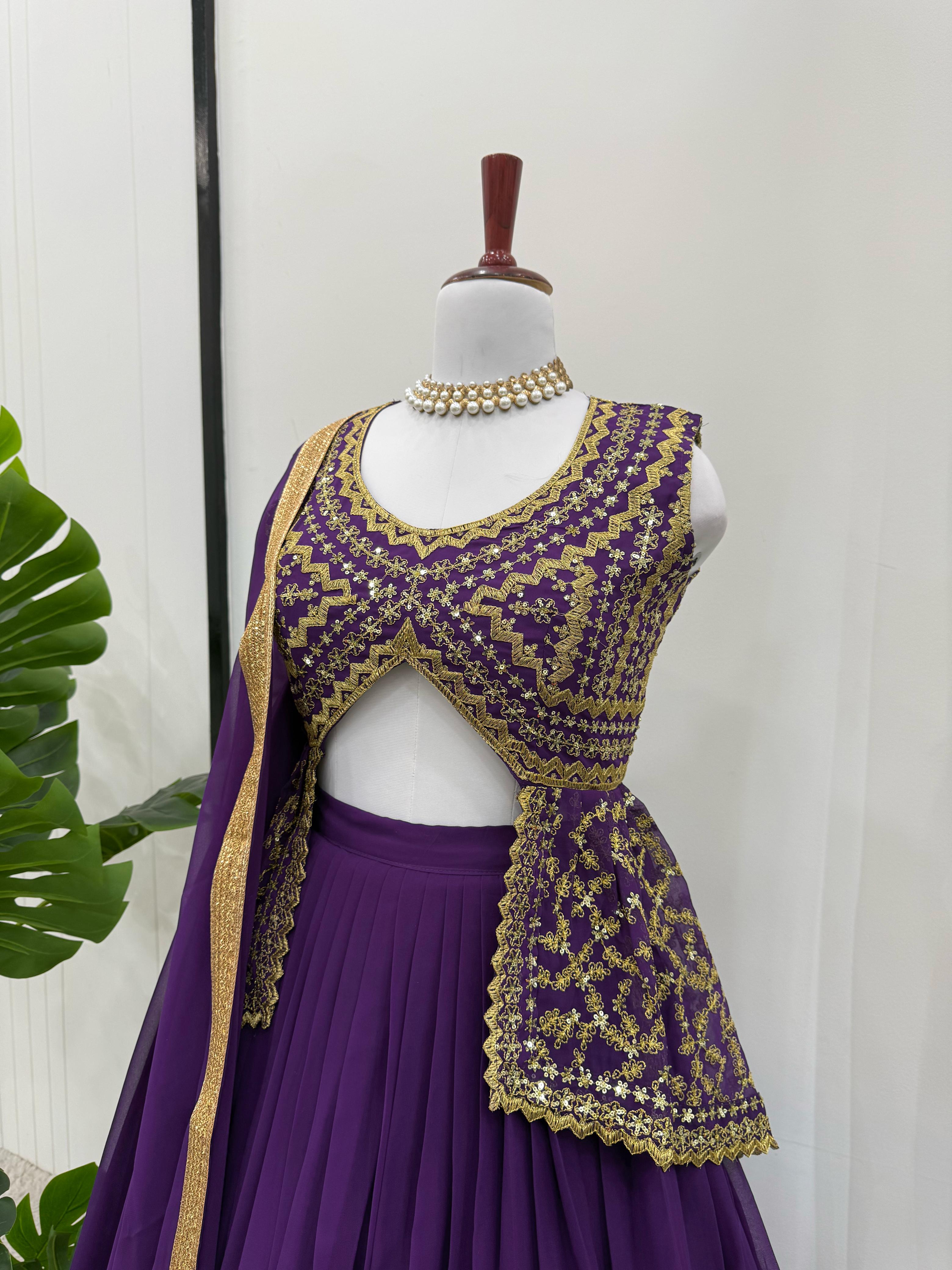 Beautiful Designer Georgette Thread With Sequence Work Lehenga Choli
