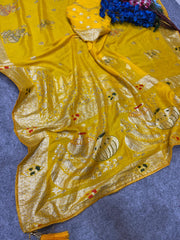 Beautiful Soft Chanderi Viscose Weaving Work Saree