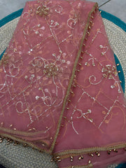 Party-wear Net Beads Sequence & Pearl Embroidery Work Saree