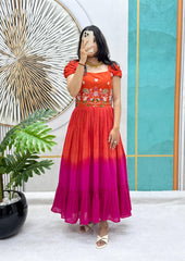 Beautiful Full Stitched Pure Mul Mul Cotton Dual Color Gown