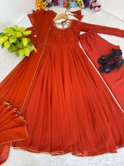 Attractive Real Mirror Embroidery Work Gown