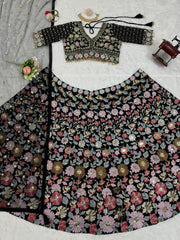 Blockbuster Bollywood Style Black Lehenga Choli