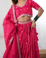 Beautiful Shimmer Silk Thread & Sequence Work Lehenga Choli