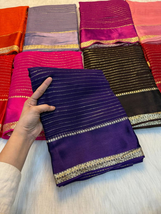 Beautiful Viscose Georgette Lining Satin Border Saree