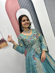 Festival Special Pure Vichitra Thread & Sequence Work Crop Top